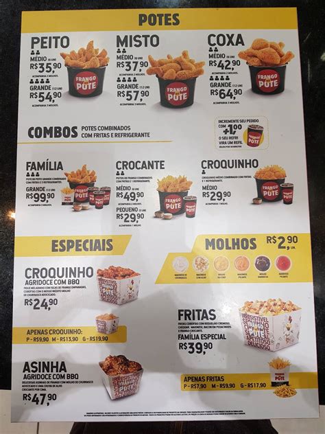 Menu em Frango no Pote restaurante Brasília Q 102 Quadra 102 Lote 03