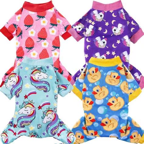 Xpudac 4 Piece Dog Pajamas For Small Dogs Pjs Clothes Puppy Onesies