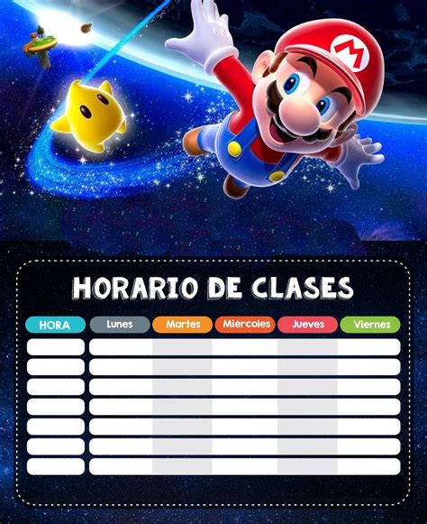 Horarios De Mario Bros Caratulas Para Cuadernos