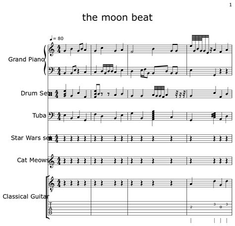 The Moon Beat Sheet Music For Piano Drum Set Tuba Star Wars Set