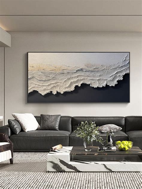 3D Texture Abstract Painting on Canvas Framed Wall Art for Living Room ...