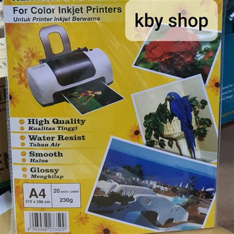 Jual GLOSSY PHOTO PAPER KERTAS FOTO MENGKILAP A4 TEBAL 230 GR Jakarta