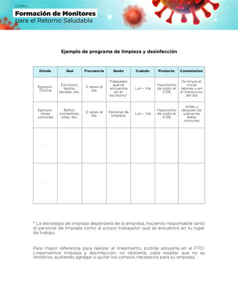 P Ejemplo De Programa De Limpieza Y Desinfeccion Ejemplo De