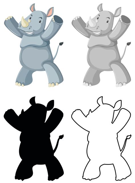 Set Of Rhinoceros Character 605550 Vector Art At Vecteezy