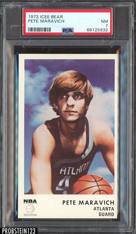 Icee Bear Basketball Pete Maravich Atlanta Hawks Hof Psa Nm Ebay