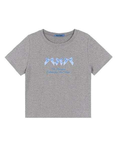 MUSINSA公式 ROSÉ FRANTZ Ribbon Lettering T shirt Gray