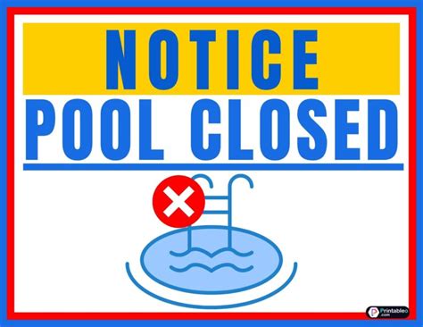 Printable Pool Closed Sign Printableo