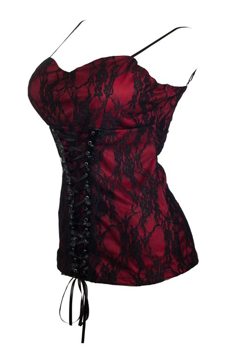 Sexy Plus Size Floral Lace Corset Top Red Evogues Apparel