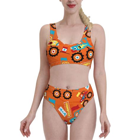 Lukts Women High Waisted Bikini Set Monster Truck Swimsuit 2 Piece