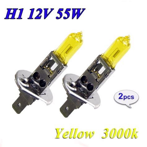 Hippcron Halogen Bulb H1 Yellow 2 Pcs 1 Pair 12v 55w 3000k Quartz