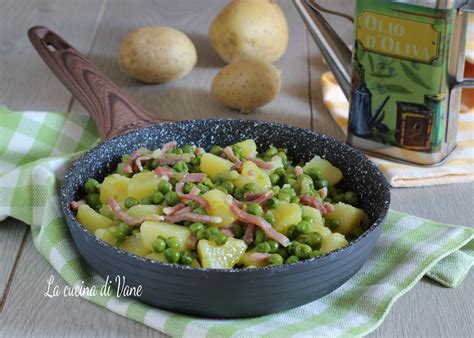 Patate Piselli E Speck Contorno Gustoso Cotto In Padella Ricetta Veloce