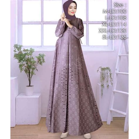 Jual Kinan Dress Gamis Silk Print Premium Gamis Pesta Lebaran Jumbo