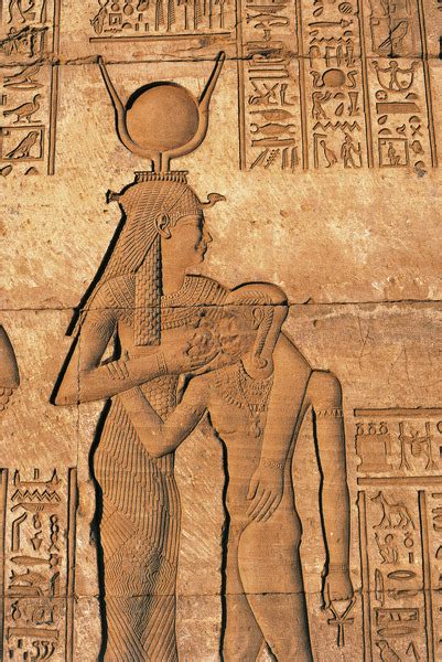 Hathor Nursing Her Son Ihy Relief Depicting Goddess Hathor Nursing Her