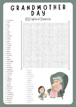 Grandmother Day Word Search Puzzle Worksheet Activities Brain Games