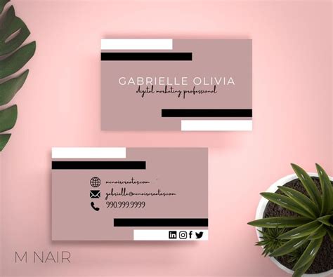Modern Business Card Template Feminine Business Card Etsy Modern