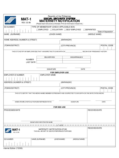 1999 Form Ph Sss Maternity Notification Fill Online Printable Fillable Blank Pdffiller