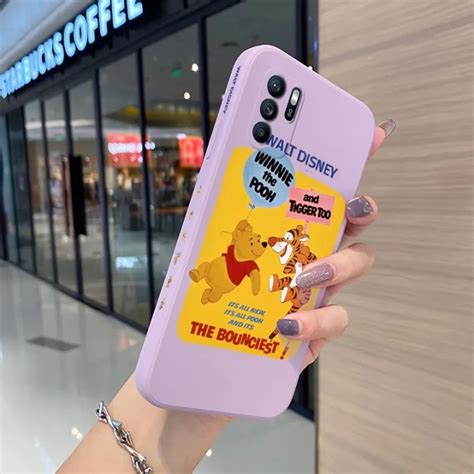 Jiumoo เคสสำหรับ Oppo Reno6 Z เคสโทรศัพท์ออกแบบใหม่ด้านบางขอบสี่เหลี่ยมลายการ์ตูนวินนี่เดอะพูห์