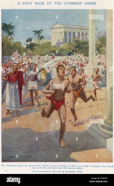 Ancient Olympic Games Held In The Honour Of Zeus Runners Competing In