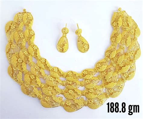 22ct Real Gold Asianindianpakistani Style Filigree Necklace Set