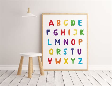 Alphabet Poster Abc Wall Art Alphabet Print Nursery Decor Etsy Abc Wall Abc Wall Art