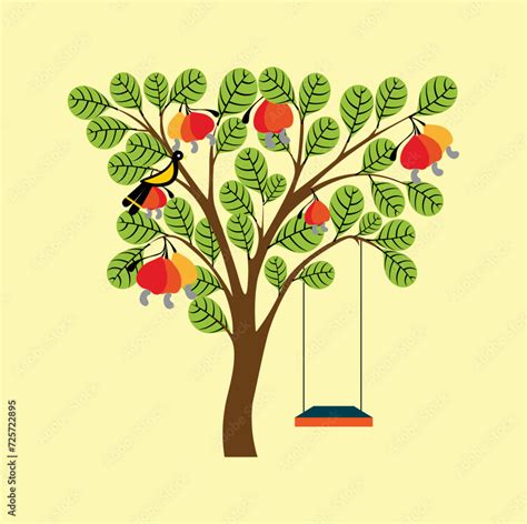 Cartoon Kaju Tree Cashew Tree Sinhala Stock Vector Adobe Stock