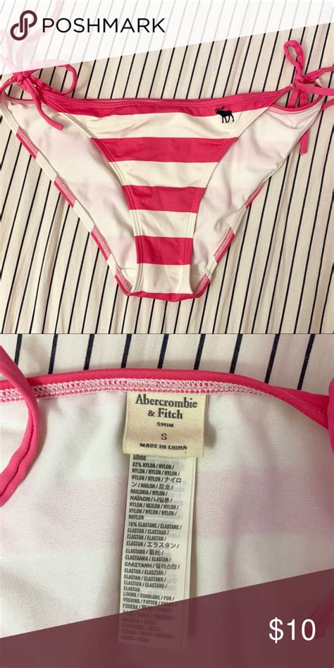 Abercrombie Fitch Bikini Bottom Pink White Striped Swim Bottom