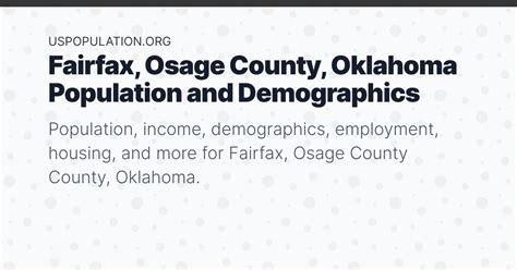 Fairfax, Osage County, Oklahoma Population | Income, Demographics ...