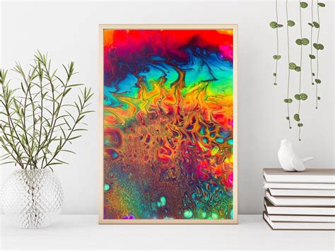 Psychedelic Fire Painting Print Cool Art Poster Psychedelic Art Trippy