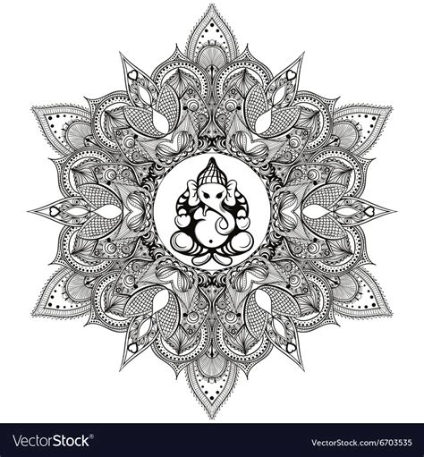 Entangle Stylized Round Indian Mandala With Hindu Vector Image