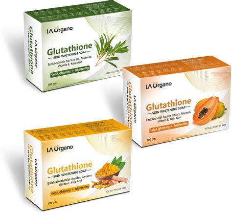 LA Organo Glutathione Soaps Pack Of 3 Glutathione Soaps Tea Tree