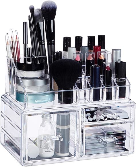 Relaxdays Make Up Organizer 3 Schubladen Schmink Aufbewahrung F