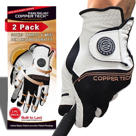 Copper Tech Golf Gloves Men 2 Pack | Copper Compression Wrist & Joint