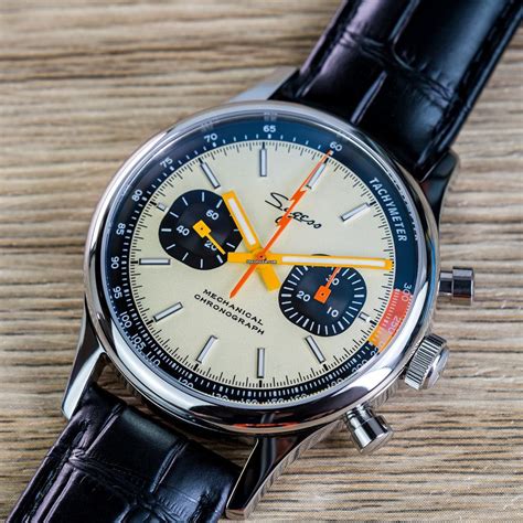 Sugess Pilot Watch Orange Lightning Chrono V Swan Neck St For