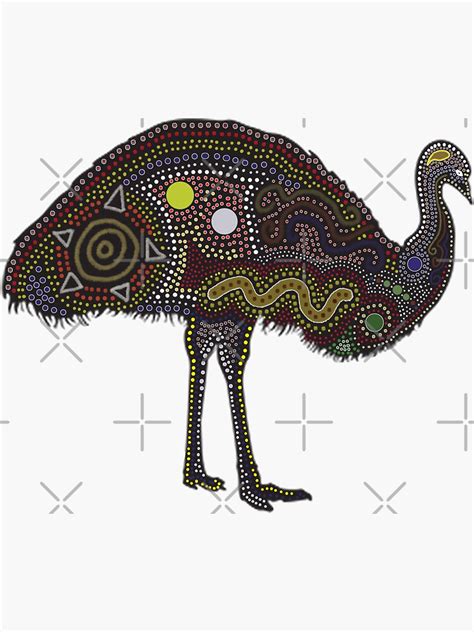 Aboriginal Art Emu Sticker For Sale By Darwinsworld Redbubble