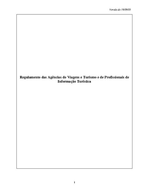 Regulamento De Agencias De Viagem E Turismo E De Profissionais De
