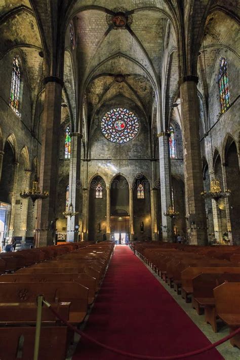 Interior Of The Santa Maria Del Mar Church In Barcelona, Catalonia ...