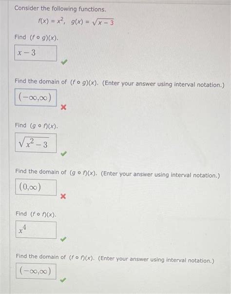 Solved Consider The Following Functions F X X2 G X