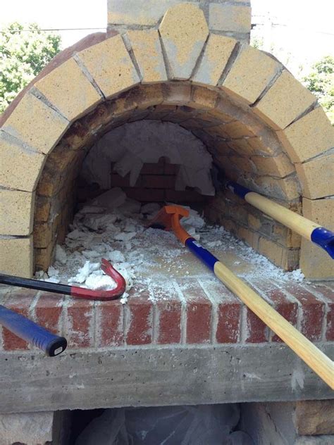 Outdoor DIY Wood Fired Brick Pizza Oven With Colored Stucco And Stone