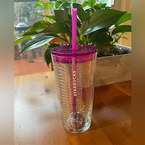 Starbucks Kitchen Starbucks Spring Pink Fuchsia Ribbed Clear