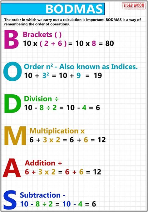 Gcse Maths Bodmas Information Poster Teach And Learn Display