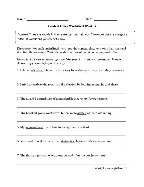 5th Grade Context Clues Worksheets