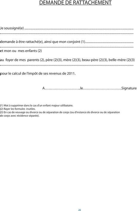 Modèle lettre demande de rattachement fiscal