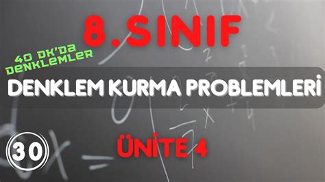 Denklem Kurma Problemleri S N F Matematik Youtube