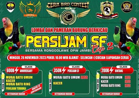 Persijam Sf Bersama Ronggolawe Nusantara Dpw Jambi Gelar Lomba Burung