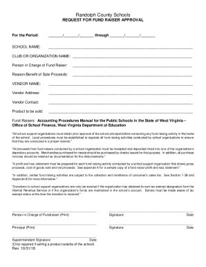 Fillable Online Boe Rand K12 Wv FUNDRAISING ACTIVITY REQUEST FORM Fax