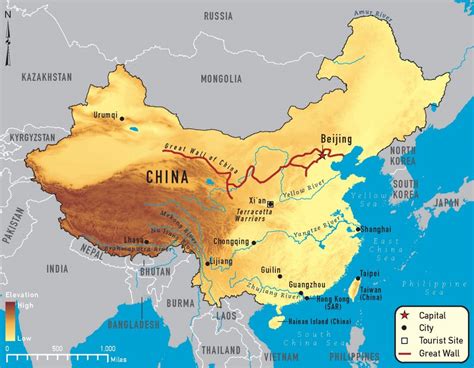 Great Wall Of China Map From Space - World Map