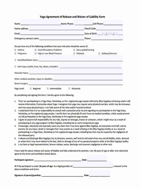 FREE 11 Yoga Waiver Form Samples PDF MS Word Google Docs