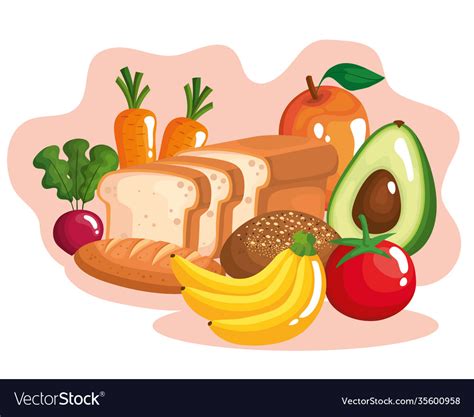 Vegetables With Fruits And Healthy Food Royalty Free Vector