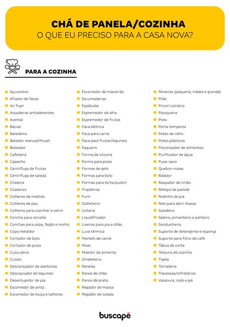 Lista De Ch De Panela E Cozinha Confira Todos Os Itens Ch De