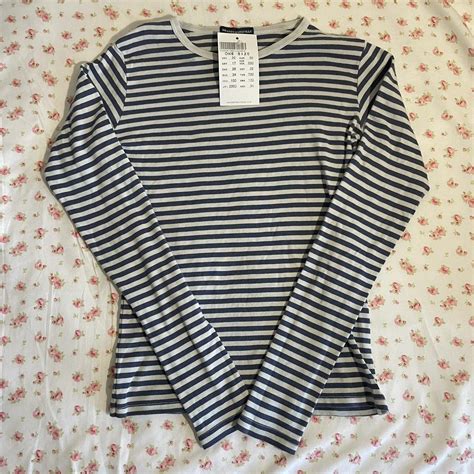 Brandy Melville Leah Blue Striped Long Sleeve New Depop